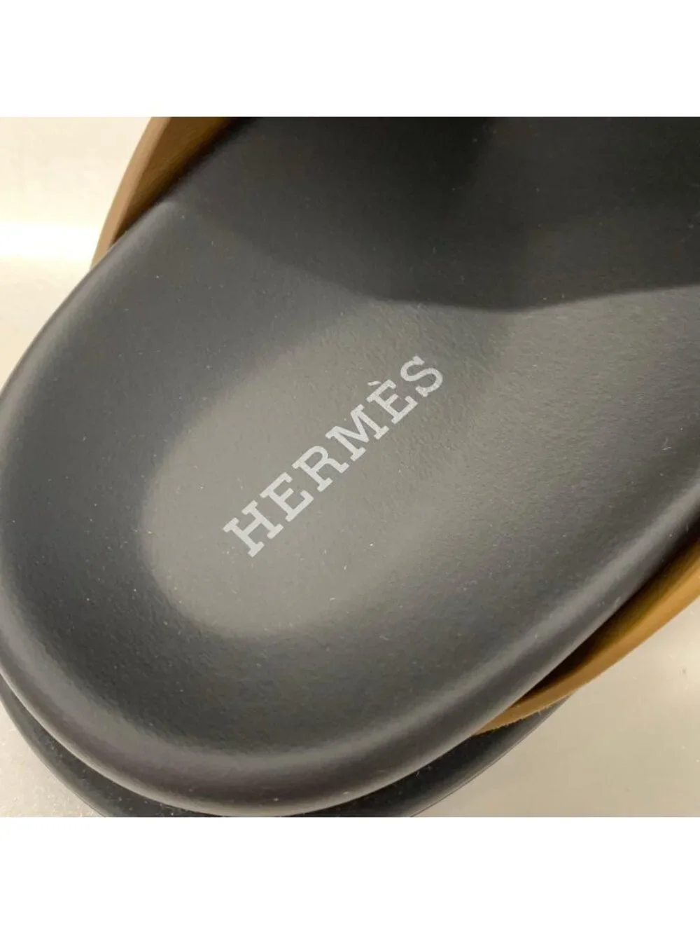 Hermes Casimir Leather Suede Flat Sandals Brown